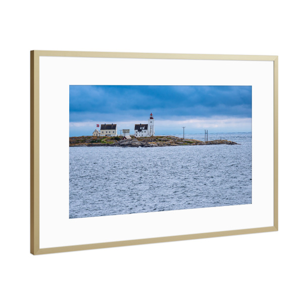Poster mit Rahmen Gold "Leuchtturm Hamborsund Fyr" artboxONE - Natur,Reise,Architektur,Reise / Strand und Meer,Reise / Länder