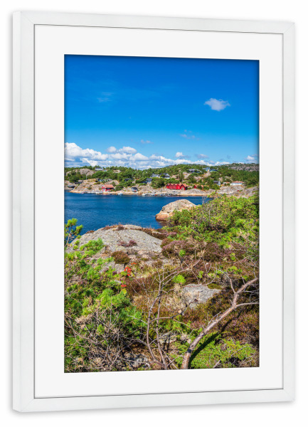Poster mit Rahmen weiß "Landschaft auf Helleviga" artboxONE - Natur,Reise,Reise / Strand und Meer,Reise / Länder