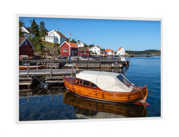 Poster mit weißem Rahmen "Hafen mit Boot" artboxONE - Natur,Reise,Architektur,Reise / Strand und Meer,Reise / Länder