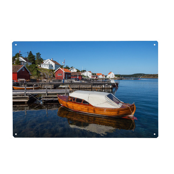 Metall Poster "Hafen mit Boot" artboxONE - Natur,Reise,Architektur,Reise / Strand und Meer,Reise / Länder