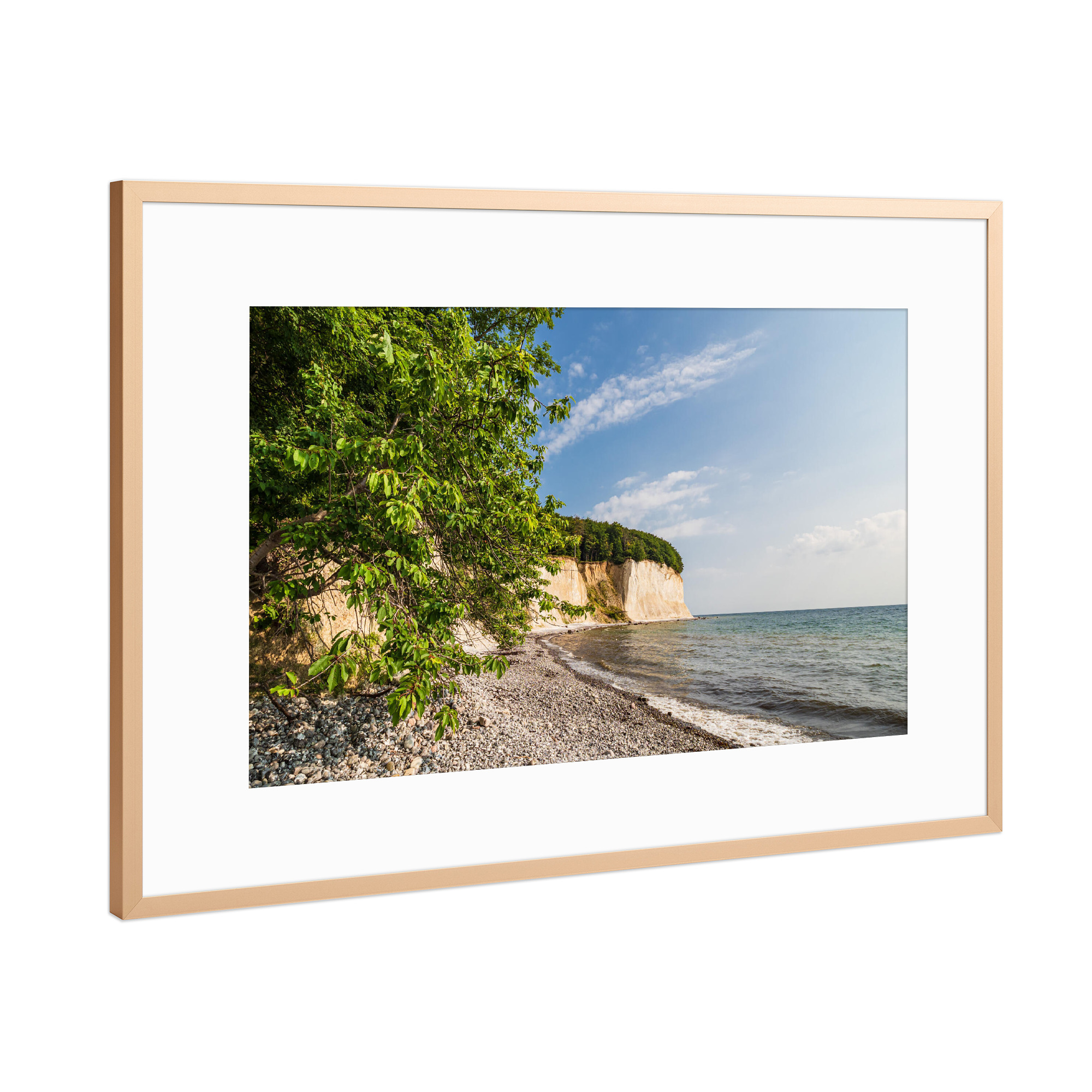 Poster mit Rahmen Kupfer "Bäume und Kreidefelsen auf Rügen" artboxONE - Natur,Reise,Reise / Strand und Meer