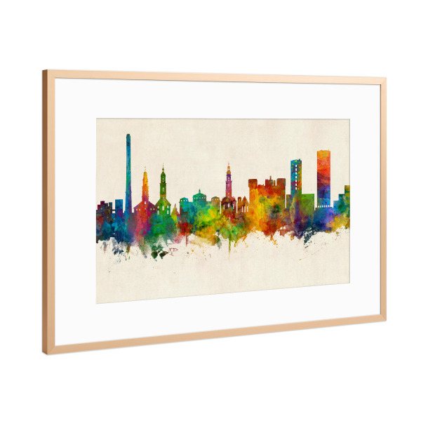 Poster mit Rahmen Kupfer "Erlangen Germany Skyline Urban" artboxONE - Städte