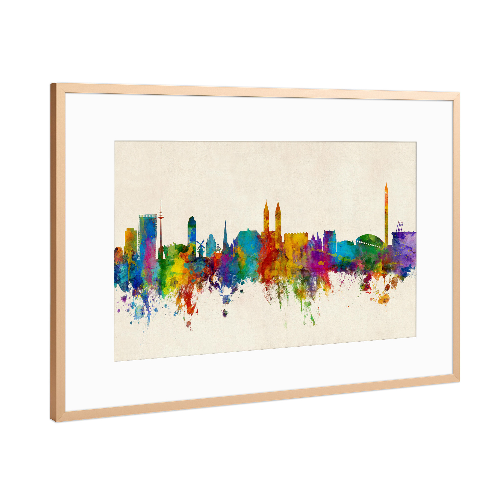 Poster mit Rahmen Kupfer "Bremen Germany Skyline Urban" artboxONE - Städte