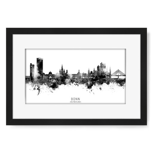 Bonn Germany Skyline BW Text
