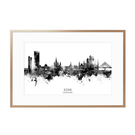 Bonn Germany Skyline BW Text