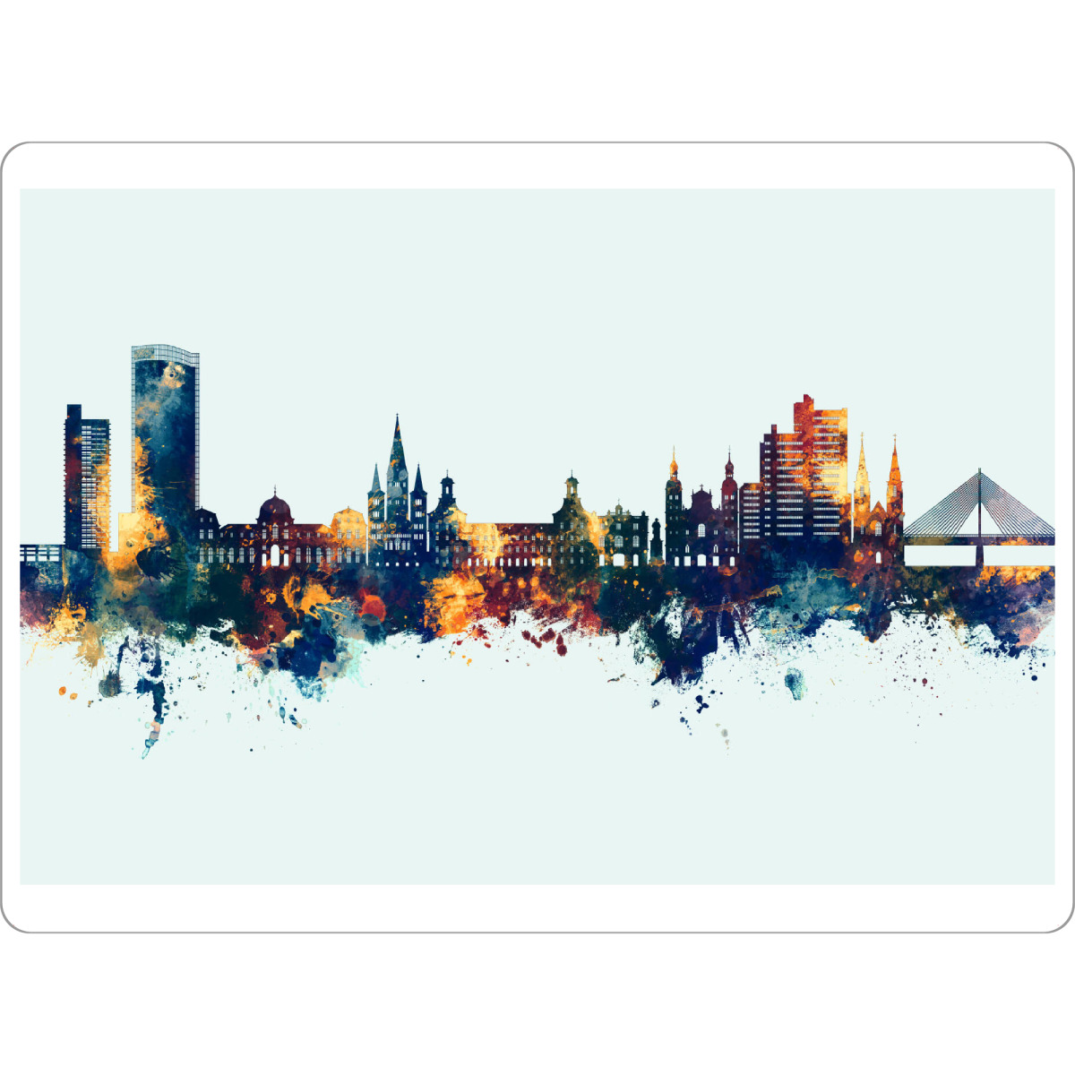 Tischset "Bonn Germany Skyline Winter" artboxONE - Städte - Bonn,Deutschland,Skyline,Cityscape,Stadtbild,Watercolor,Painting,Germany,Bunt,Colorful