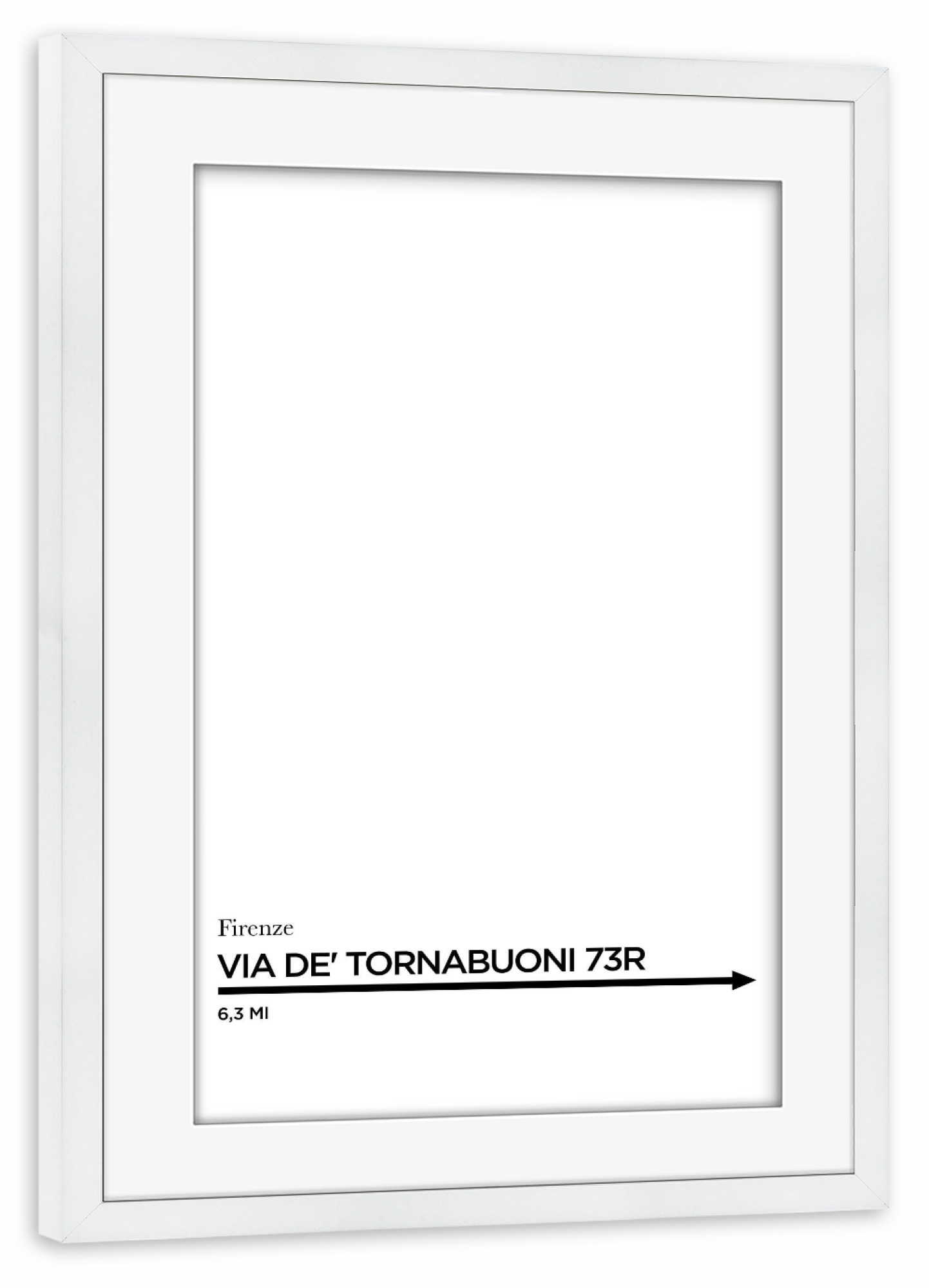 Poster mit Rahmen weiß "VIA DE’ TORNABUONI" artboxONE - Typografie,Reise,Schwarzweiß,Fashion