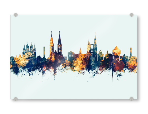 Acrylglasbild "Halberstadt Skyline Winter" artboxONE - Städte