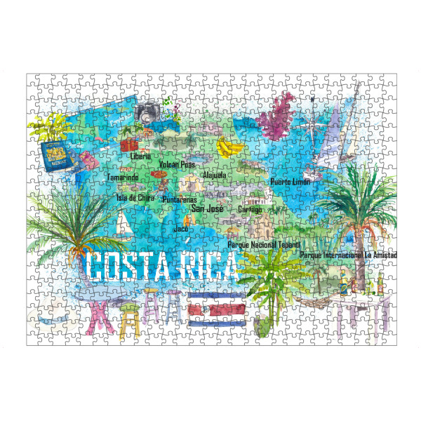 Puzzle Ravensburger "Costa Rica Illustrated Travel Map" artboxONE - Reise,Reise / Strand und Meer,Kartografie