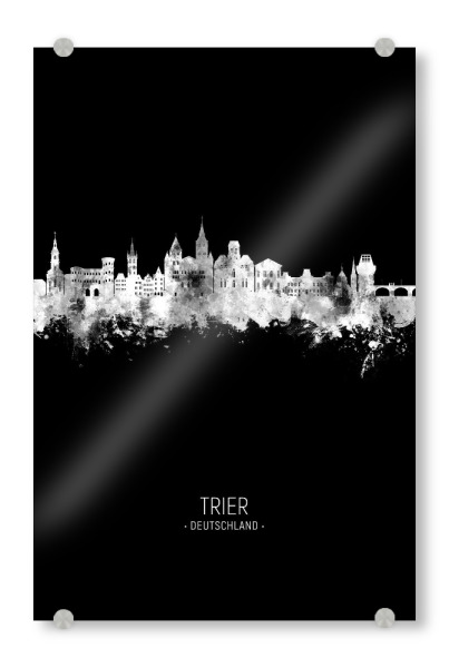 Acrylglasbild "Trier Germany Skyline Invert" artboxONE - Städte - Trier,Deutschland,Skyline,Cityscape,Stadtbild,Watercolor,Painting,City,Stadt,Germany