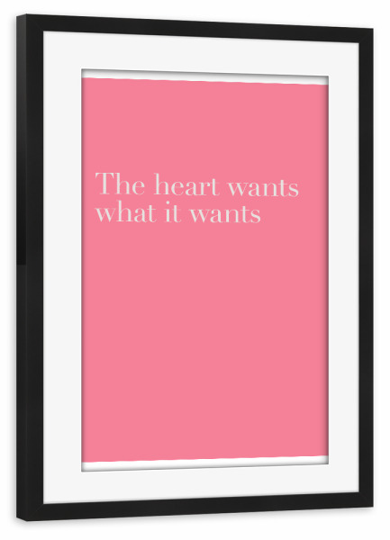 Poster mit Rahmen schwarz "THE HEART" artboxONE - Typografie,Musik,Liebe,Fashion