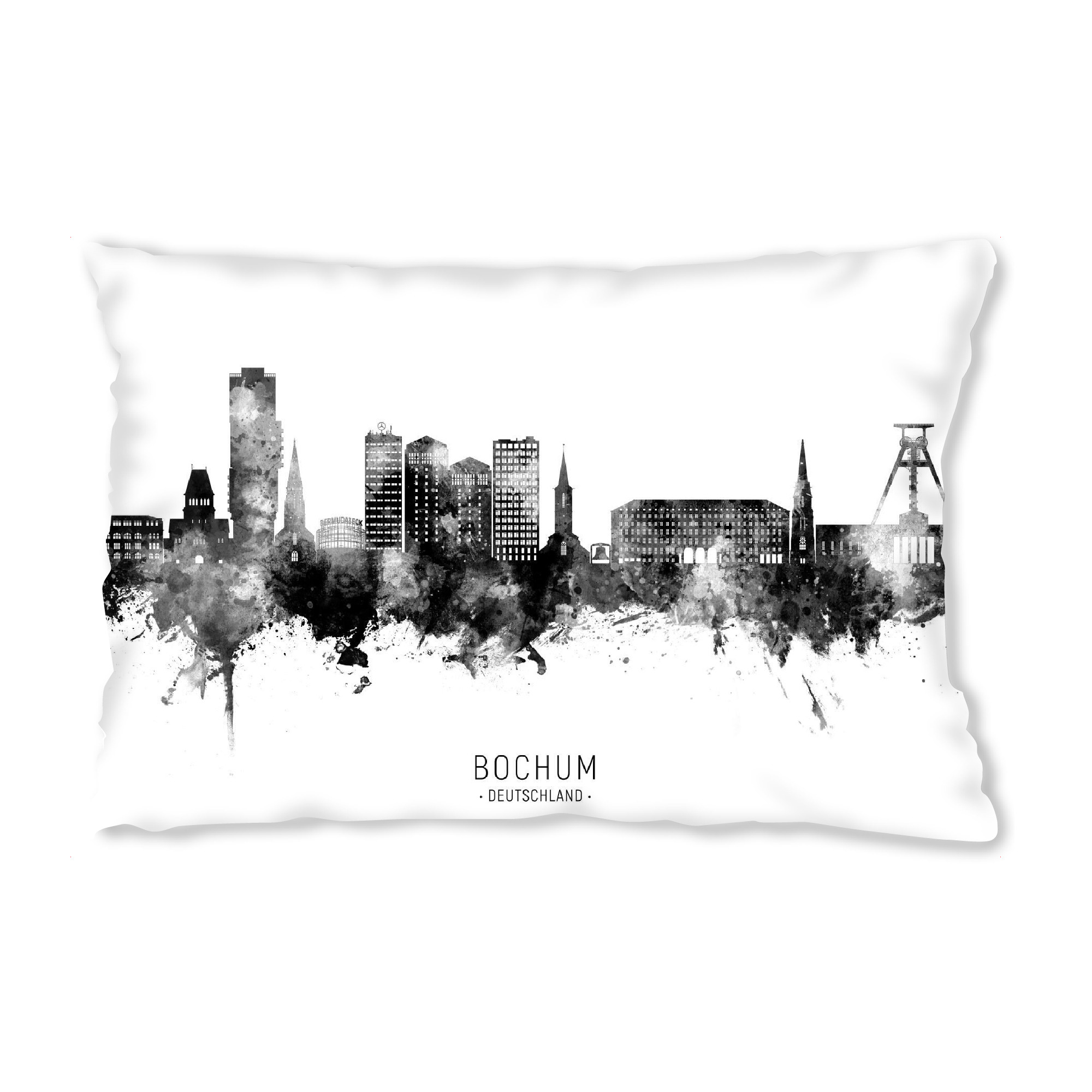 Design-Kissen "Bochum Germany Skyline BW Text" artboxONE - Städte,Schwarzweiß