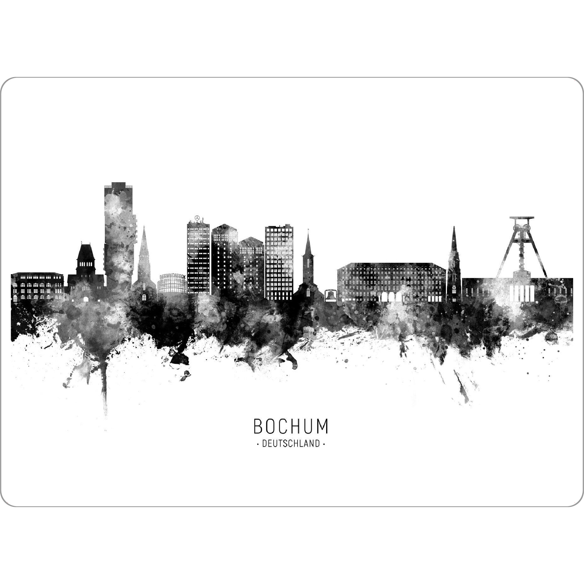 Tischset "Bochum Germany Skyline BW Text" artboxONE - Städte,Schwarzweiß