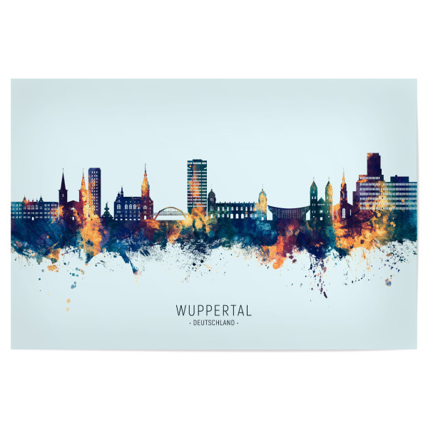 Poster 30x20 cm "Wuppertal Skyline BlueOrange" artboxONE - Städte