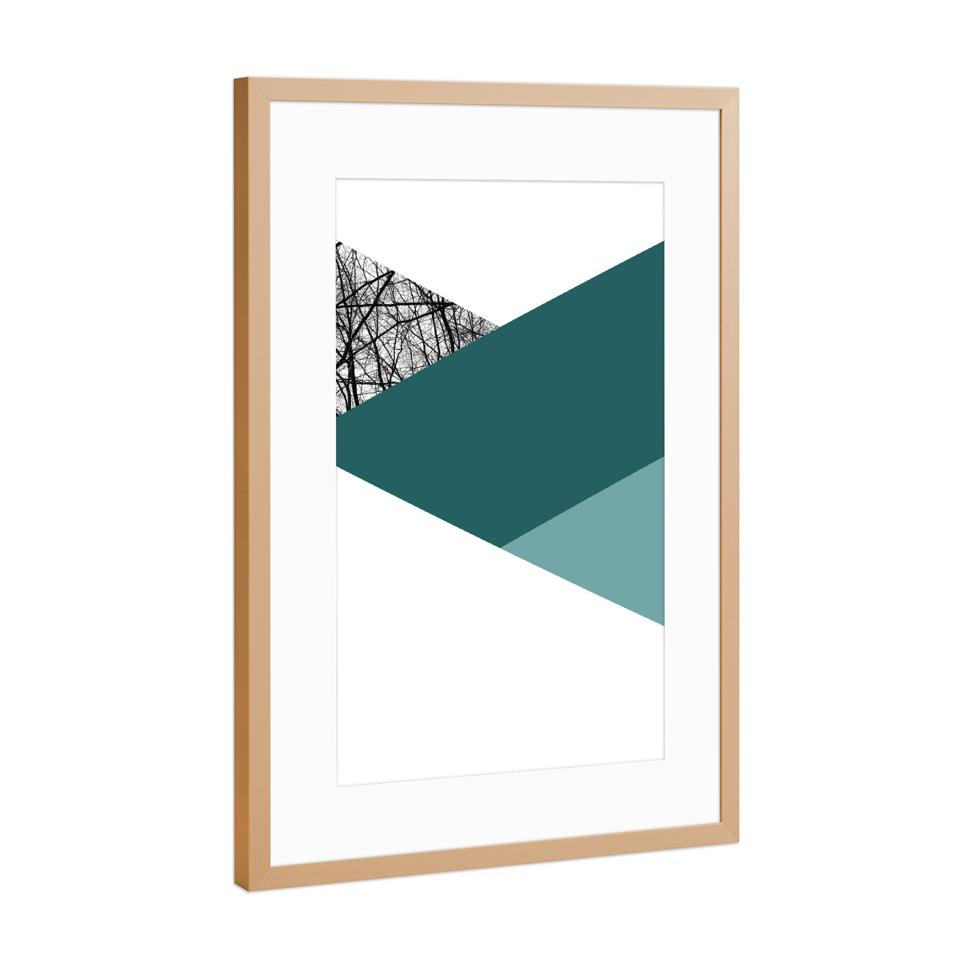 Poster mit Rahmen Kupfer "TRIWOOD - Petrol" artboxONE - Natur,Architektur,Geometrie,Fashion