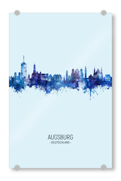Acrylglasbild "Augsburg Skyline Dark Blue" artboxONE - Städte