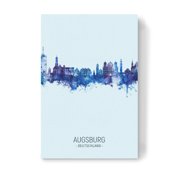 Leinwandbild "Augsburg Skyline Dark Blue" artboxONE - Städte - Augsburg,Deutschland,Skyline,Cityscape,Stadtbild,Watercolor,Painting,City,Stadt,Germany