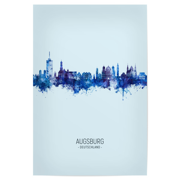 Poster 30x20 cm "Augsburg Skyline Dark Blue" artboxONE - Städte