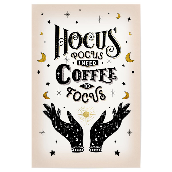 Poster 30x20 cm "Hocus. Pocus. Coffee to focus" artboxONE - Typografie,Essen & Trinken,Lustig