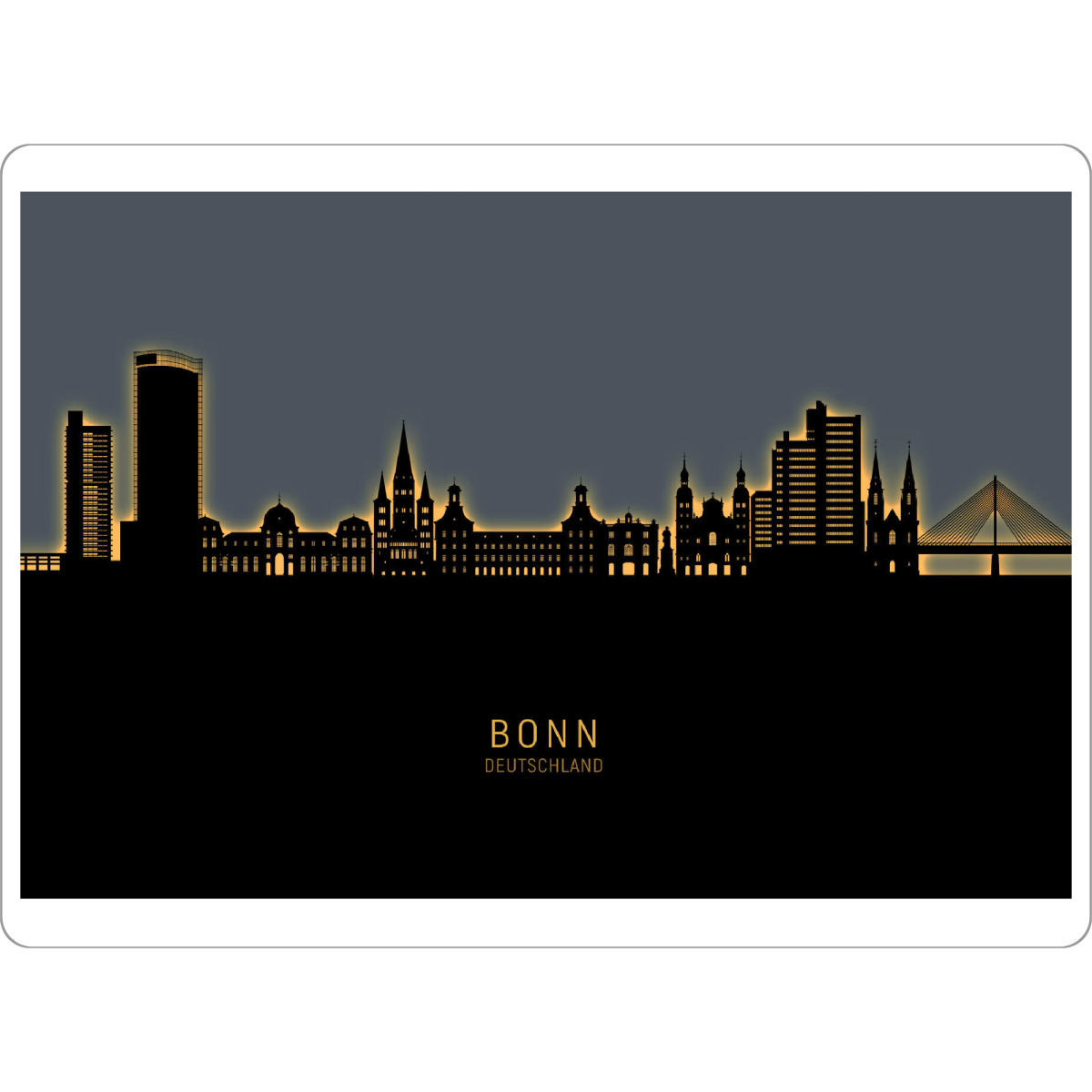 Tischset "Bonn Germany Skyline Glow Orange" artboxONE - Städte,Schwarzweiß