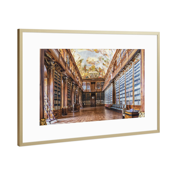 Poster mit Rahmen Gold "Library in Prague" artboxONE - Städte,Reise,Architektur,Reise / Länder,Städte / Prag