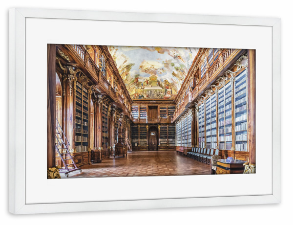 Poster mit Rahmen weiß "Library in Prague" artboxONE - Städte,Reise,Architektur,Reise / Länder,Städte / Prag
