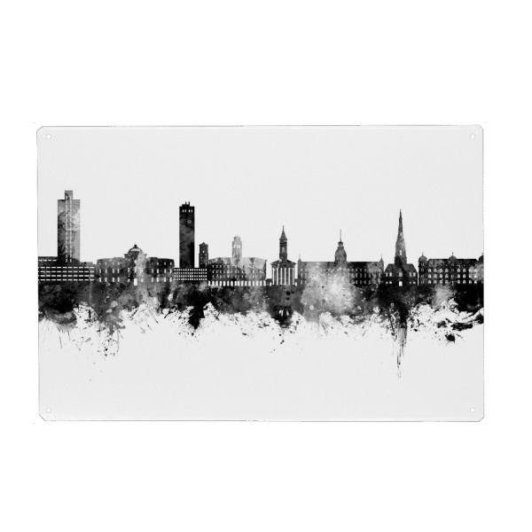 Holzbild "Karlsruhe Germany Skyline Black" artboxONE - Städte