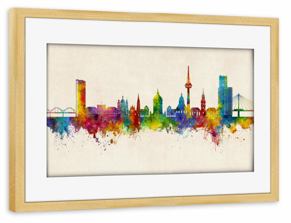 Poster mit Rahmen kiefer "Mannheim Germany Skyline Urban" artboxONE - Städte