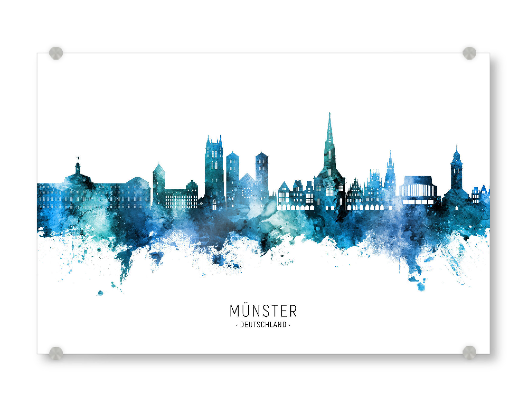 Acrylglasbild "Münster Germany Skyline Blue Name" artboxONE - Städte