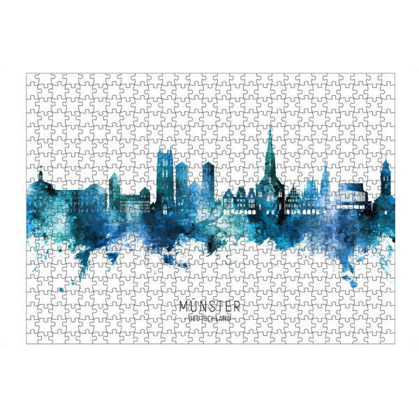 Puzzle Ravensburger "Münster Germany Skyline Blue Name" artboxONE - Städte