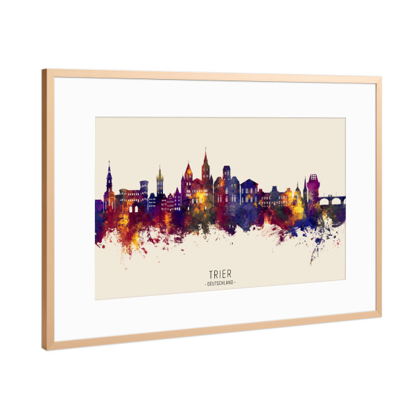 Poster mit Rahmen Kupfer "Trier Germany Skyline Autumn Name" artboxONE - Städte