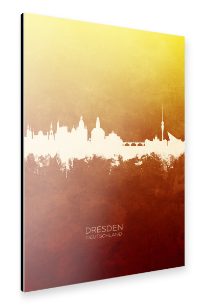 Alu-Dibond "Dresden Germany Skyline RedYellow" 30x20 cm artboxONE