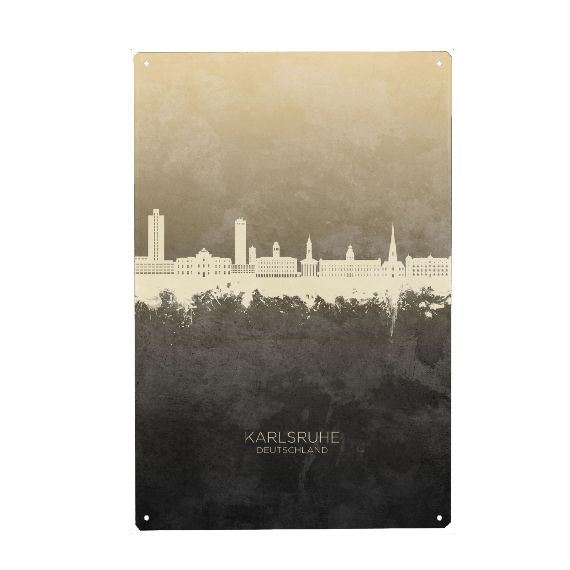 Metall Poster "Karlsruhe Germany Skyline Taupe" artboxONE - Städte