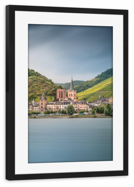 Poster mit Rahmen schwarz "Bacharach am Rhein" artboxONE - Städte,Natur,Reise