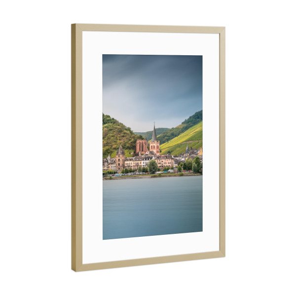 Poster mit Rahmen Gold "Bacharach am Rhein" artboxONE - Städte,Natur,Reise