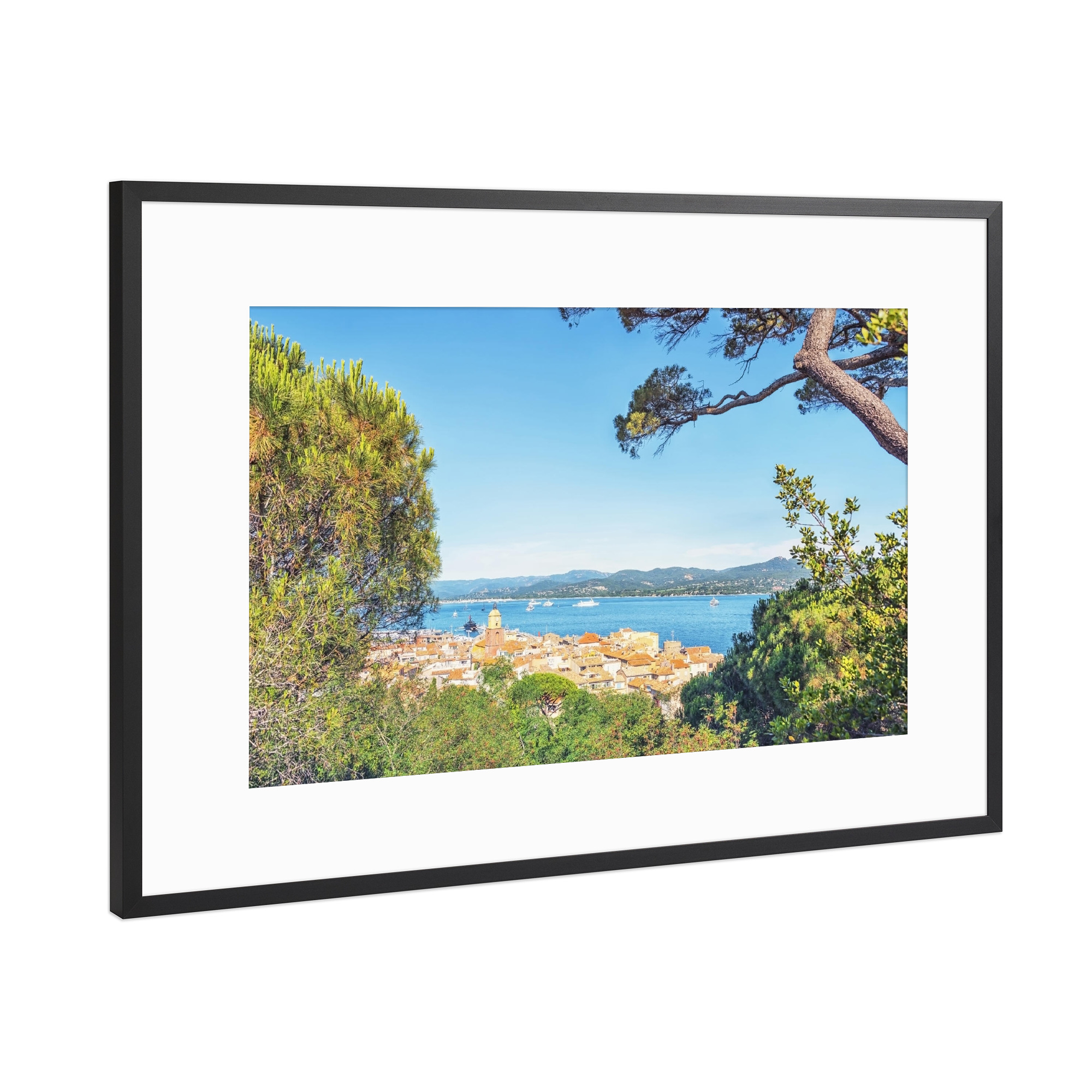 Poster mit Rahmen Schwarz (Metallic) "St Tropez Roofs" artboxONE - Natur,Reise,Architektur,Reise / Strand und Meer,Reise / Länder