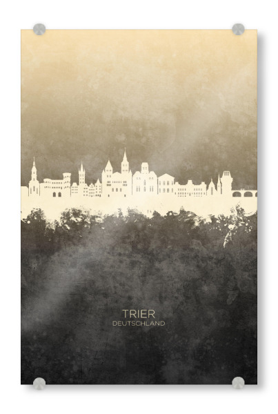 Acrylglasbild "Trier Germany Skyline Taupe" artboxONE - Städte - Trier,Deutschland,Skyline,Cityscape,Stadtbild,Watercolor,Painting,City,Stadt,Germany