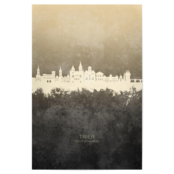 Poster "Trier Germany Skyline Taupe" artboxONE - Städte - Trier,Deutschland,Skyline,Cityscape,Stadtbild,Watercolor,Painting,City,Stadt,Germany