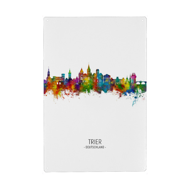 Holzbild "Trier Germany Skyline Portrait" artboxONE - Städte - Trier,Deutschland,Skyline,Cityscape,Stadtbild,Watercolor,Painting,City,Stadt,Germany