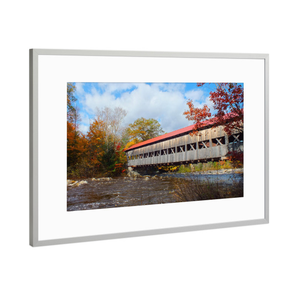 Poster mit Rahmen Silber "Indian Summer, Saco River" artboxONE - Natur,Reise