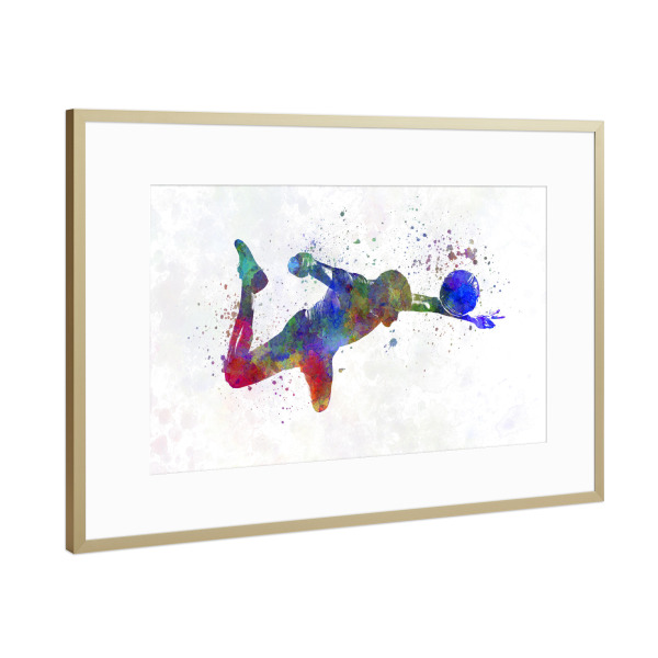 Poster mit Rahmen Gold "Football player watercolor-c" artboxONE - Sport / Fußball