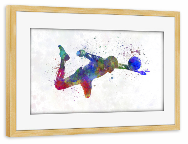 Poster mit Rahmen kiefer "Football player watercolor-c" artboxONE - Sport / Fußball