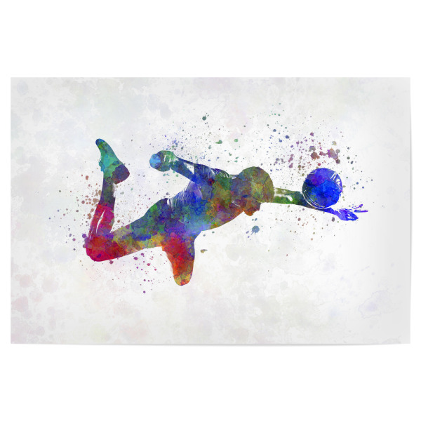 Poster 30x20 cm "Football player watercolor-c" artboxONE - Sport / Fußball - Sport,Sports,Watercolor,Athlete,Soccer,Footballer,Player,Stadium,Ball