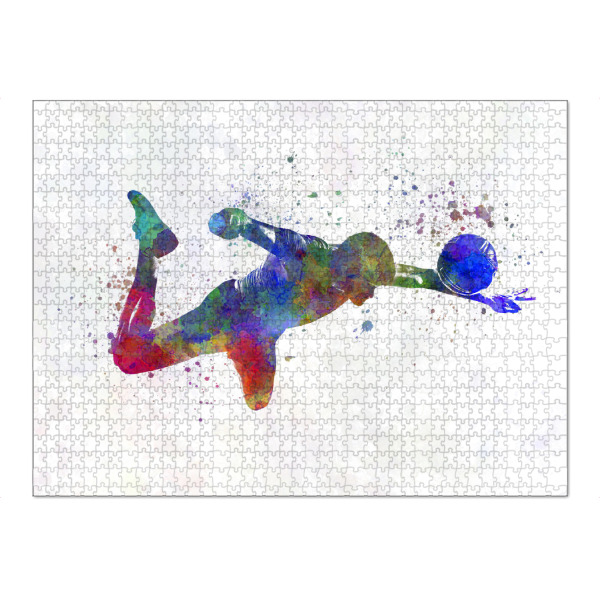 Puzzle Ravensburger "Football player watercolor-c" artboxONE - Sport / Fußball - Sport,Sports,Watercolor,Athlete,Soccer,Footballer,Player,Stadium,Ball