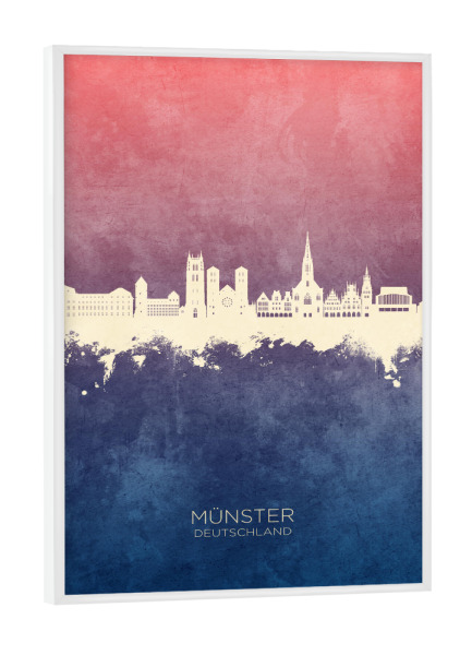 Poster mit weißem Rahmen "Münster Germany Skyline BlueRose" artboxONE - Städte