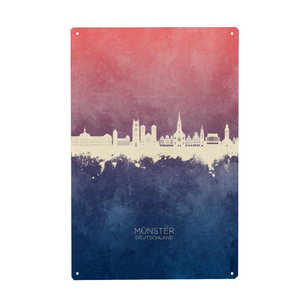 Metall Poster "Münster Germany Skyline BlueRose" artboxONE - Städte