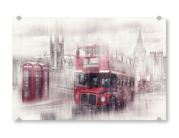 Acrylglasbild "LONDON Westminster Collage" artboxONE - Städte / London,Architektur,Automobile