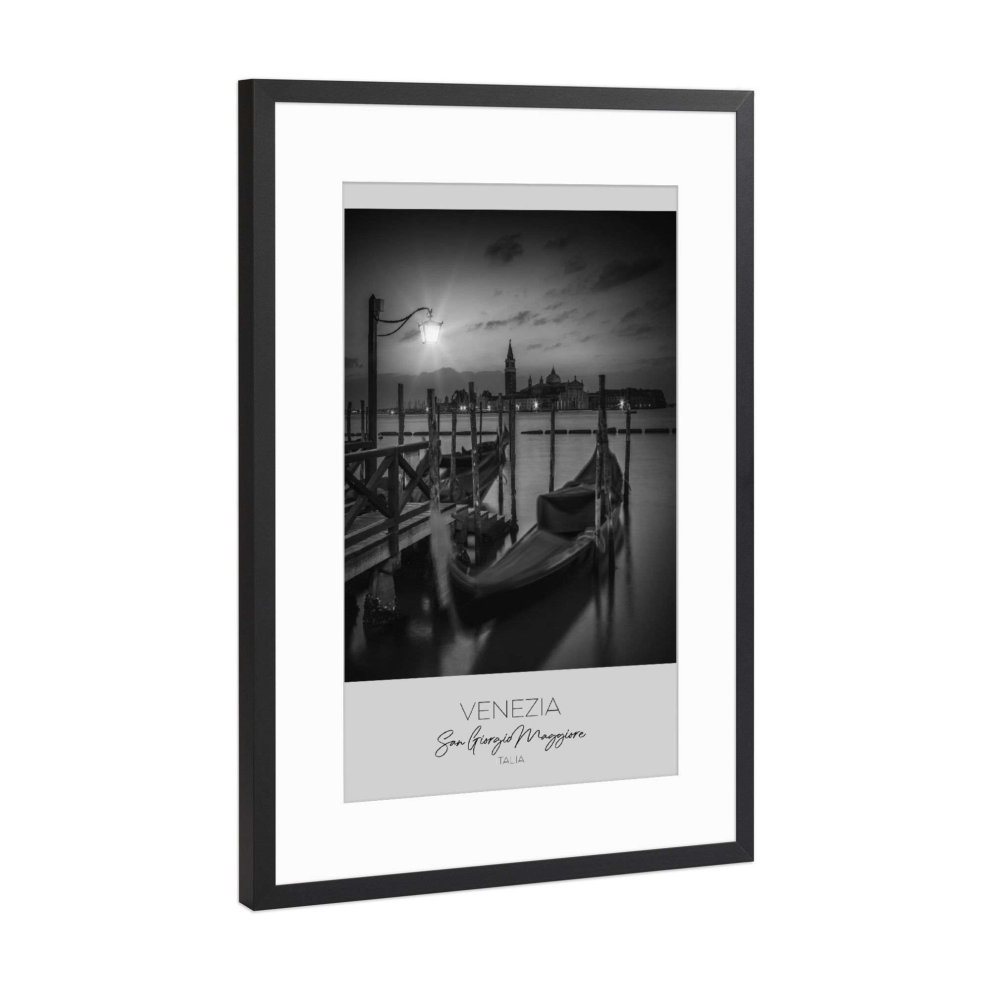 Poster mit Rahmen Schwarz (Metallic) "Im Fokus: Venedig bei Nacht" artboxONE - Schwarzweiß,Städte / Venedig