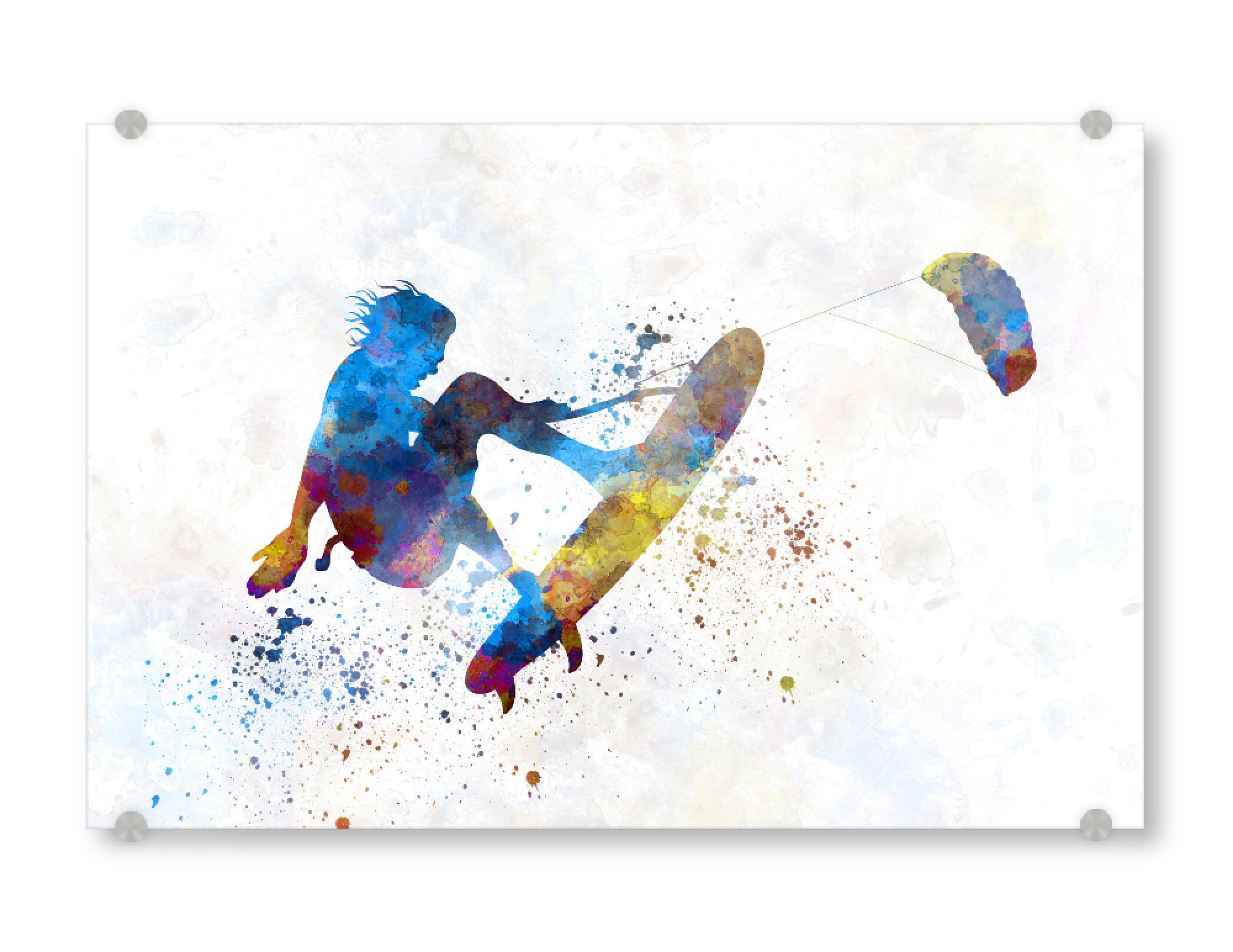 Acrylglasbild "Surfer in watercolor" artboxONE - Sport - Watercolor,Sport,Sports,Colorful,Illustration,Surfing,Surfer,Sea,California