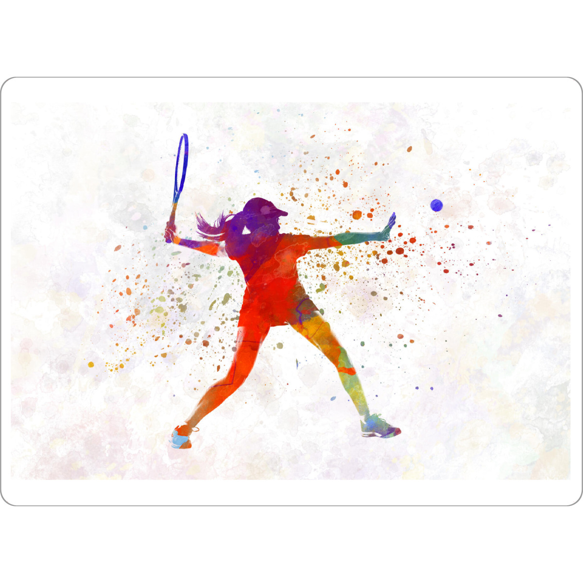 Tischset "Woman tennis player in watercolor" artboxONE - Sport - Sport,Sports,Color,Illustration,Watercolor,Tennis,Racket,Tennis player,Atp,Serve